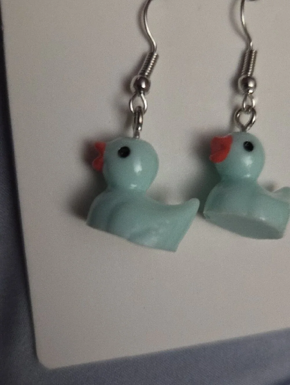 Earrings Yellow Cloud & Mint Duck Dangle - Cute NWOT